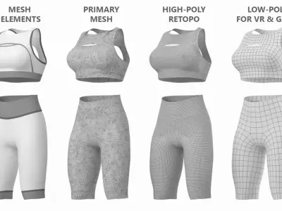 Woman Sportswear 01 Base Mesh Design Kit 3D model