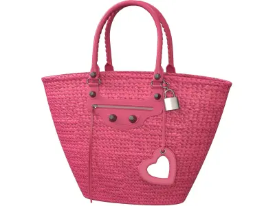 Balenciaga Le Cagole Raffia Basket Bag Low-poly 3D model