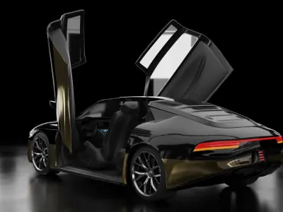 Generic Futuristic Vehicle Police Taxi Car with butterfly doors 3D model