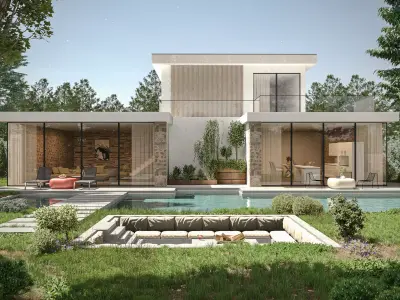 Exterior Villa Scene 3d 3D model