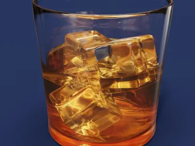 Drink Glass - Whiskey on Old Fashioned Glass 3D model