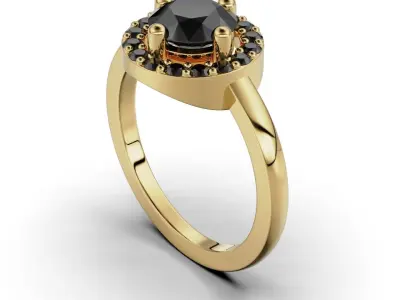 Women ring with a round stone 3D print model