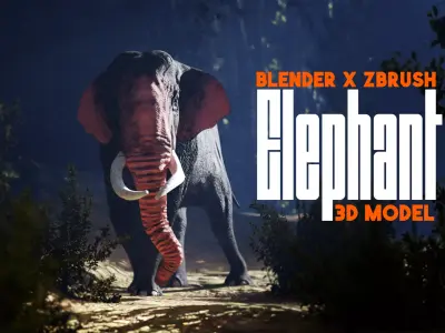 Elephant Low-poly 3D model