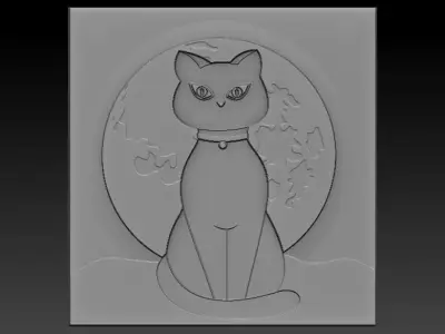 Cat-Cat cat on moon 3D print model