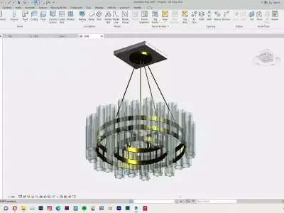Chandelier or Classical Hanging Lamp Revit Family Interior 3D model