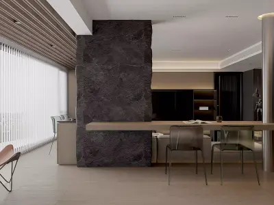 Modern living room dining room interior scenes 589 3D model