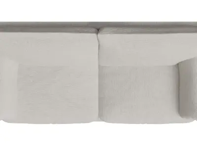 White Fabric Upholstered Sofa 3D model