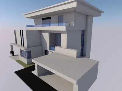Modern family house Low-poly 3D model