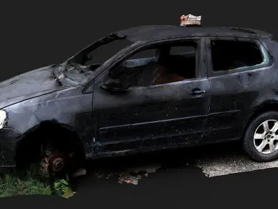 abandoned car wreck PBR photogrammetry Free low-poly 3D model