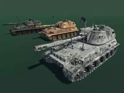 ArtilleryMount army tank Low-poly 3D model