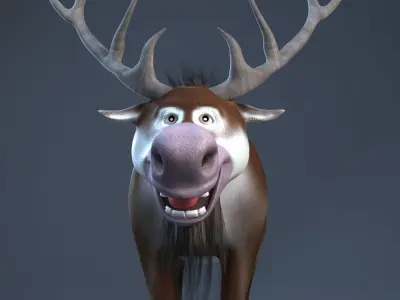 cartoon snow deer  Low-poly 3D model