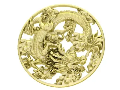 Luxury Chinese Dragon Round Pendant Jewelry 3D Model 3328 3D print model