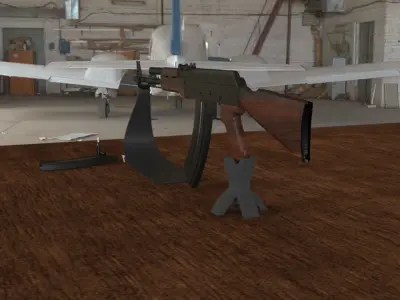 Russian AK-47 Assault Rifle Low-poly 3D model