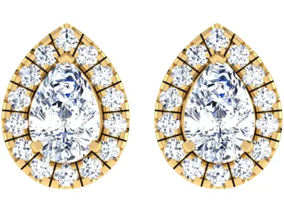 Solitaire Women Stud Earring 3dm STL OBJ FBX Render Details 3D print model order