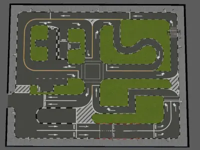 Car Driving License Test Track Model Low-poly 3D model