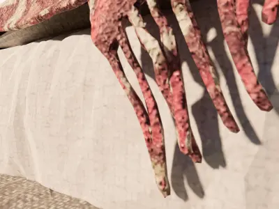 Double Bed with Pillows and Blanket - Modern Fabric and Wood 3D model