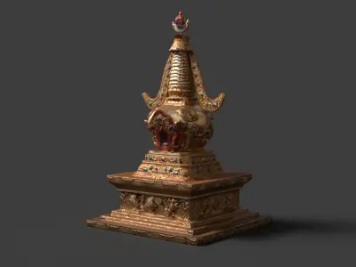 Chinese antique pagoda  Low-poly 3D model