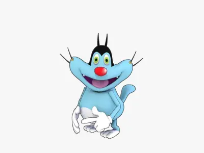 Oggy Low poly cartoon character with eyes and hair Low-poly 3D model