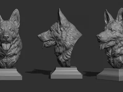 German shepherd dog head 3D print model
