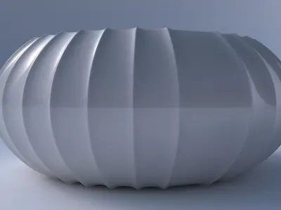 Bowl spheric squeezed wide with extruded vertical lines 3D print model