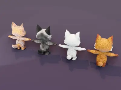 Cartoon Fox Animated 3D Models Low-poly 3D model