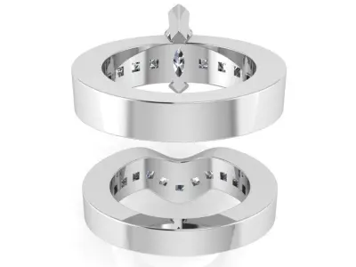 Marquise Diamond Ring With Band 2522 3D print model