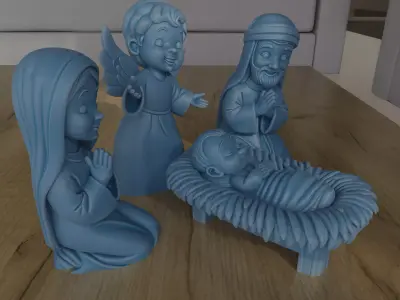 Nativity Scene STL Set Jesus Mary Joseph Angel 3D print model