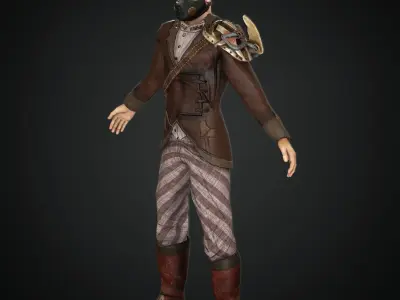  Steampunk rigged character Low-poly 3D model