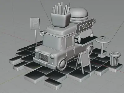 food truck stylized 3D model