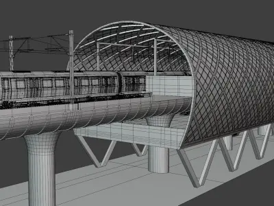 Elevated London metro station 3D model