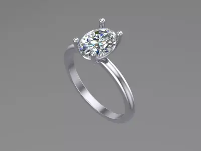 Oval Solitaire Ring Printable model 3dmodel  3D print model
