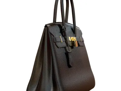 Hermes Birkin Bag Black Leather Low-poly 3D model