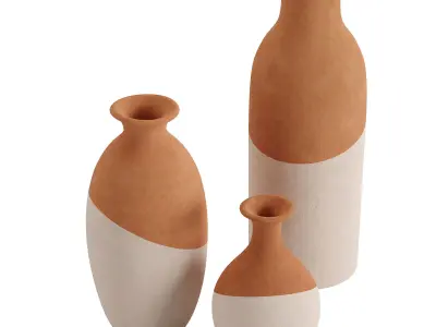 Ivory Dipped Clay Vase 3D model