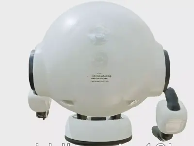 Stylish Toy Robot Assistant with Neon Indicators Low-poly 3D model