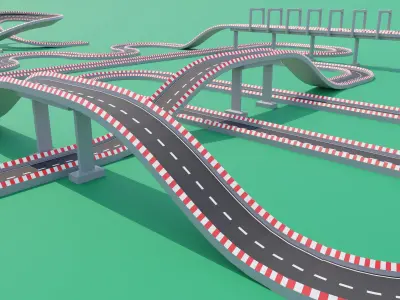 Racing Track Kit for Games - Game Asset Low-poly 3D model