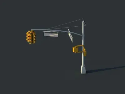 Cartoon Low Poly Brooklyn Trafficlight Low-poly 3D model