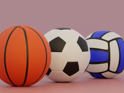 Ball Package - Basketball Football Volleyball Low-poly 3D model