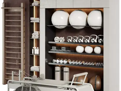 A Rack with gym equipment 01 3D model