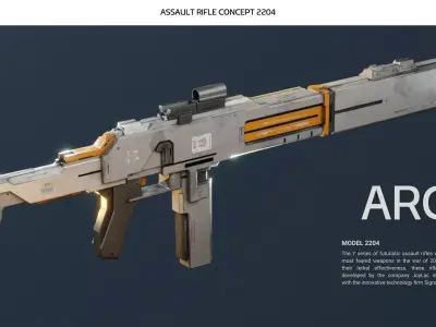 Assault Rifle Concept 2204 Free low-poly 3D model