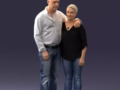 000231 Couple Standing Together Embracing Pose 1205 3dp 3D print model