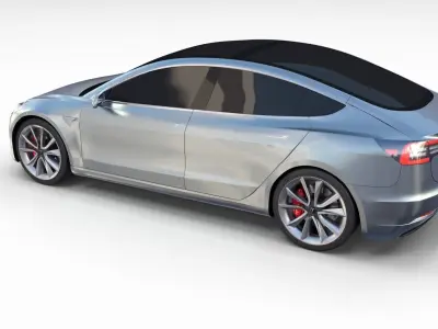 Tesla Model 3 Silver 3D model