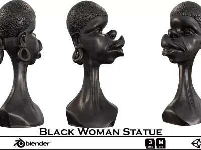 Stylized Tribal Statue - Dark Bronze Woman Bust 3D model