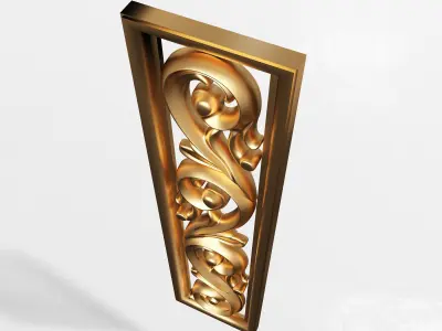 3D Carved Decorative Panel  Low-poly 3D model