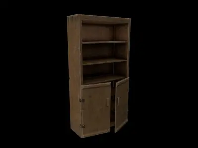 Showcase Game Ready PBR wooden bookcase Low-poly 3D model
