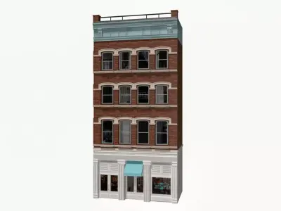 LowPoly FACADE Townhouse Low-poly 3D model