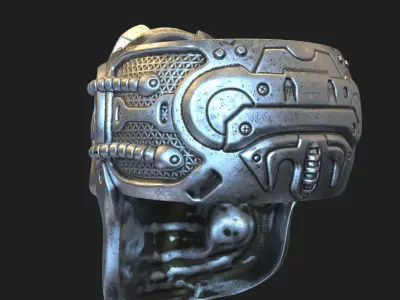 Skull ring jewelry robotic for bikers vol 2 3D print model