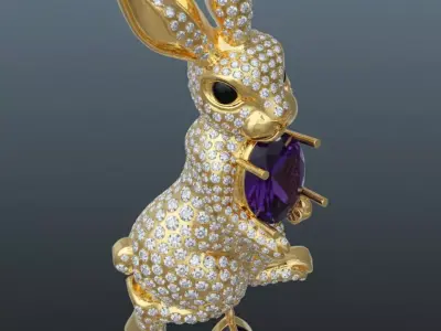 Bunny Rabbit Pendant Brooch 3D print model