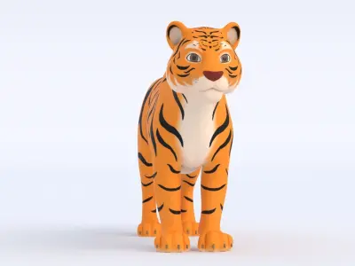 Cartoon Tiger Low-poly 3D model