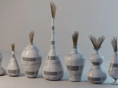 Seven Piece of Vase - Vase Collection Low-poly 3D model