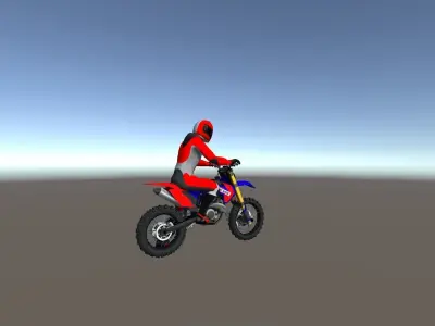 Low Poly Dirt Bike With Rider-2 Low-poly 3D model